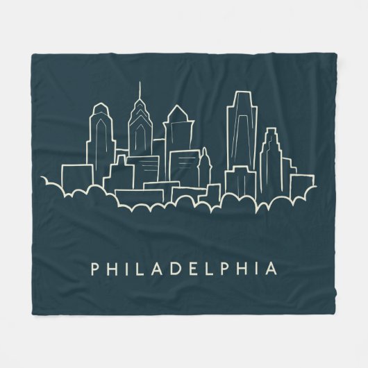 Philadelphia Pennsylvania Skyline Fleece Deken (Voorkant (Horizontaal))