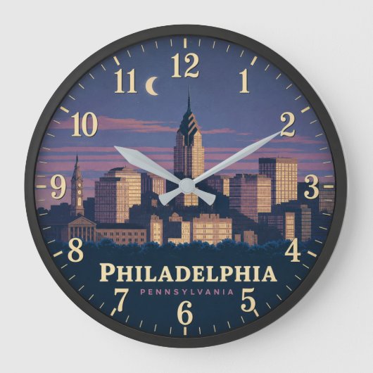 Philadelphia Pennsylvania Skyline Grote Klok (Voorkant)