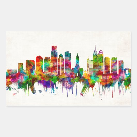 Philadelphia Pennsylvania Skyline Rechthoekige Sticker (Voorkant)