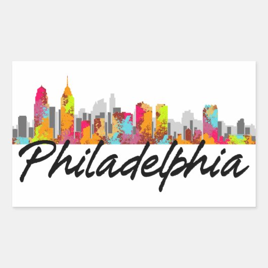 Philadelphia Pennsylvania Skyline Rechthoekige Sticker (Voorkant)