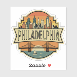 Philadelphia Pennsylvania Skyline Retro Travel Sticker