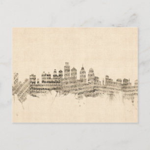 Philadelphia Pennsylvania Skyline Sheet Music City Briefkaart