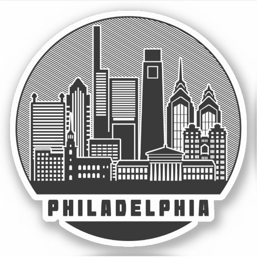 Philadelphia Pennsylvania Skyline Sticker (Voorkant)