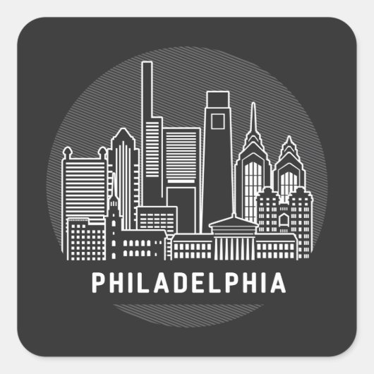 Philadelphia Pennsylvania Skyline Vierkante Sticker (Voorkant)