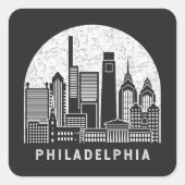 Philadelphia Pennsylvania Skyline Vierkante Sticker (Voorkant)