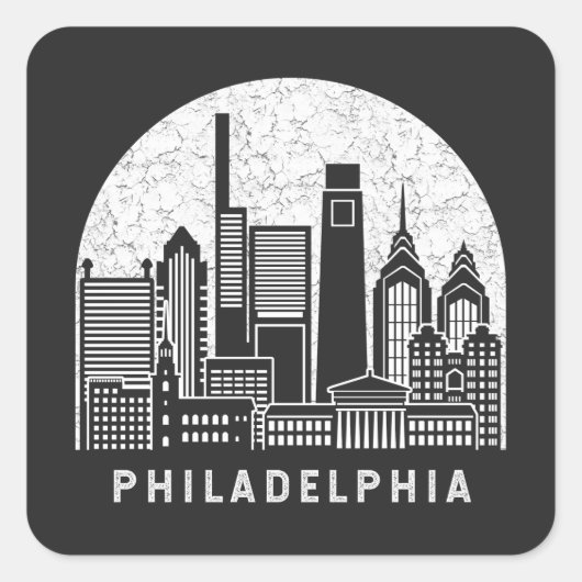 Philadelphia Pennsylvania Skyline Vierkante Sticker (Voorkant)