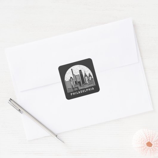 Philadelphia Pennsylvania Skyline Vierkante Sticker (Envelop)