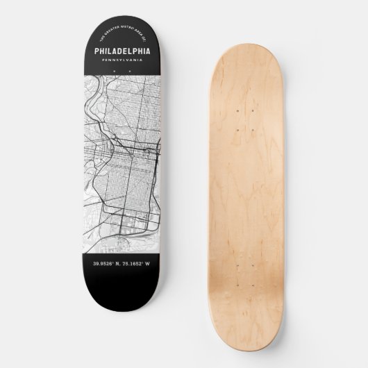 Philadelphia, Pennsylvania Stadsplattegrond Skateb Persoonlijk Skateboard (Voorkant)