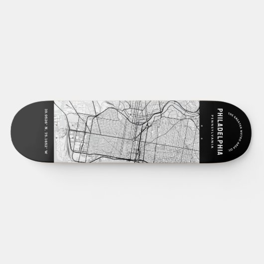 Philadelphia, Pennsylvania Stadsplattegrond Skateb Persoonlijk Skateboard (Horizontaal)