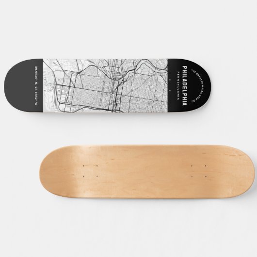Philadelphia, Pennsylvania Stadsplattegrond Skateb Persoonlijk Skateboard (Horizontaal)