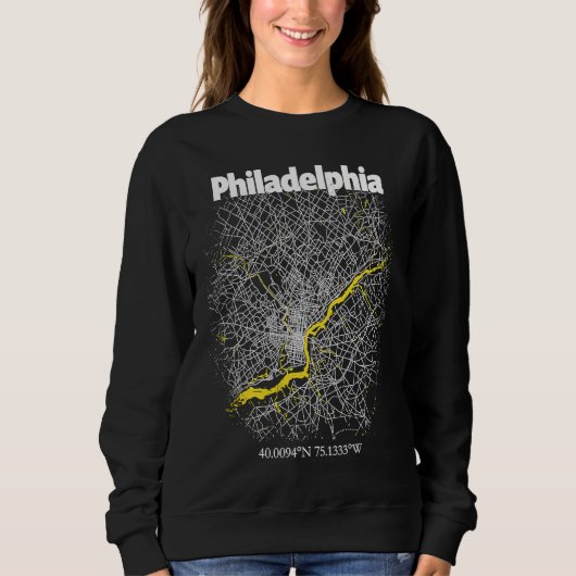 Philadelphia Pennsylvania Street Map Hometown Prid Trui (Voorkant)