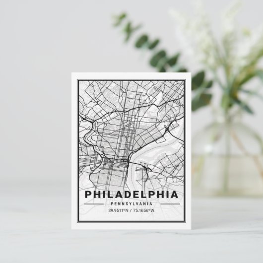 Philadelphia Pennsylvania USA Travel City Map Briefkaart (Staand voorkant)
