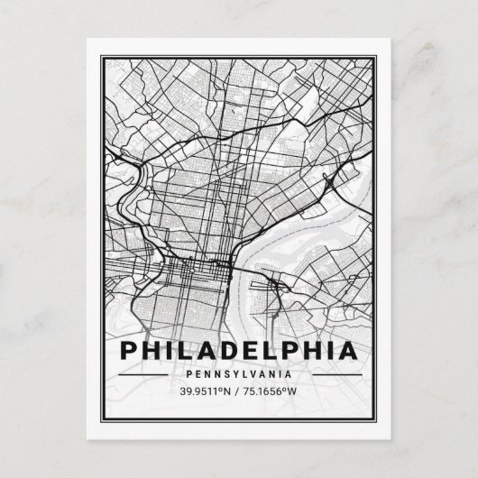 Philadelphia Pennsylvania USA Travel City Map Briefkaart (Voorkant)