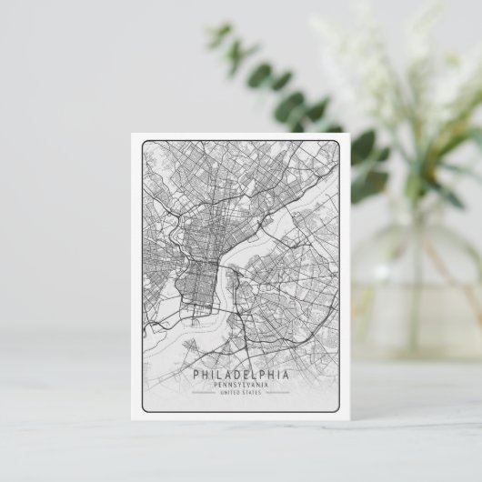 Philadelphia Pennsylvania USA Travel City Map Briefkaart (Staand voorkant)