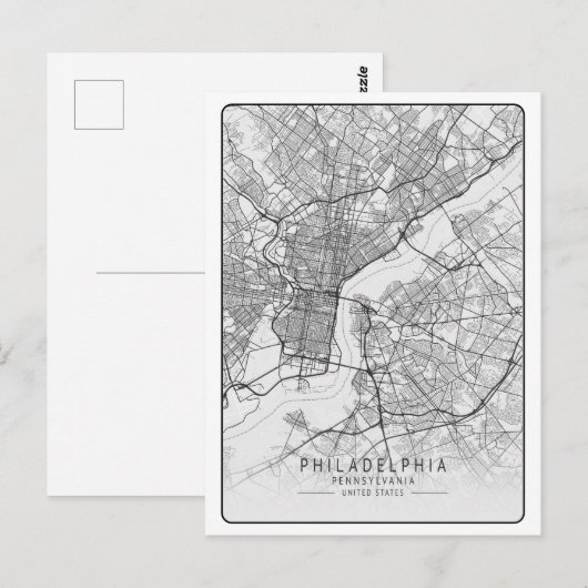 Philadelphia Pennsylvania USA Travel City Map Briefkaart (Voorkant / Achterkant)