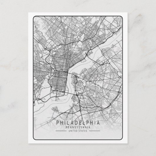 Philadelphia Pennsylvania USA Travel City Map Briefkaart (Voorkant)