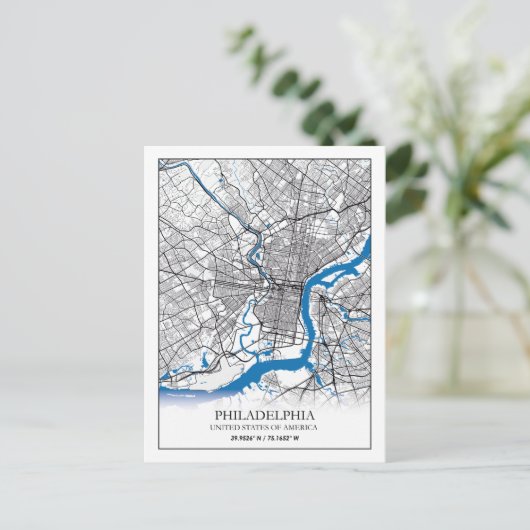 Philadelphia Pennsylvania USA Travel City Map Briefkaart (Staand voorkant)