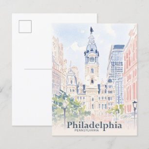 Philadelphia Pennsylvania USA Waterverf Reizen Briefkaart