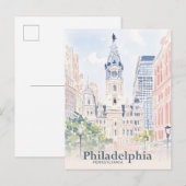 Philadelphia Pennsylvania USA Waterverf Reizen Briefkaart (Voorkant / Achterkant)