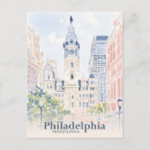 Philadelphia Pennsylvania USA Waterverf Reizen Briefkaart (Voorkant)