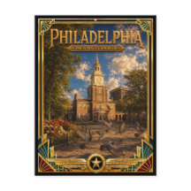 Philadelphia Pennsylvania Vintage Art Deco Gouden 