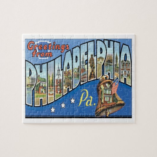 Philadelphia Pennsylvania Vintage Travel Legpuzzel (Horizontaal)