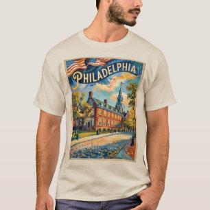 Philadelphia Pennsylvania VS Retro Van Gogh Reis T-shirt