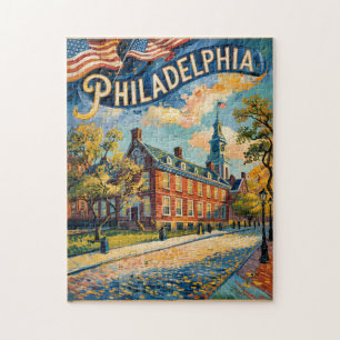 Philadelphia Pennsylvania VS Retro Van Gogh Reizen Legpuzzel