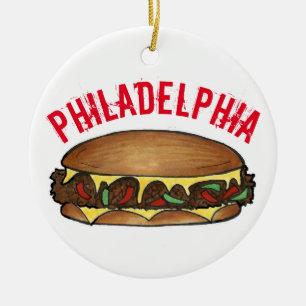 Philadelphia Philly PA Cheese Steak Sandwich Keramisch Ornament