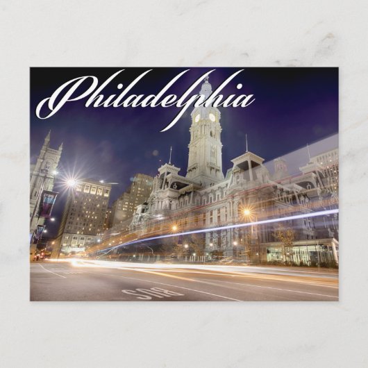 Philadelphia Post Card " City Hall at Night" Briefkaart (Voorkant)
