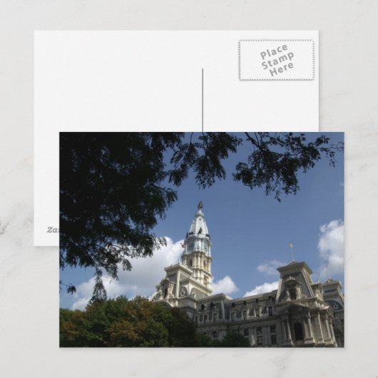 Philadelphia, postkaart van het gemeentehuis PA (Voorkant / Achterkant)