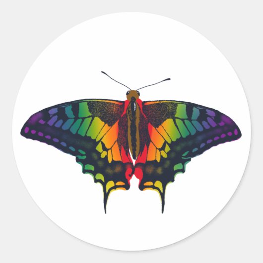 Philadelphia Rainbow Pride Flag Swallowtail Ronde Sticker (Voorkant)