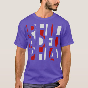 PHILADELPHIA ROOD WIT EN BLAUW WOORD ART PHILLY FA T-SHIRT