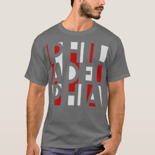 PHILADELPHIA ROOD WIT EN BLAUW WOORD ART PHILLY FA T-SHIRT