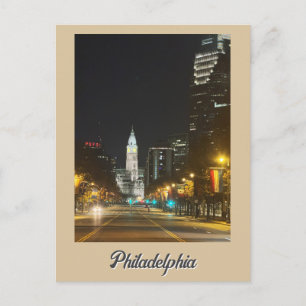 Philadelphia 's nachtzicht ansichtkaart briefkaart