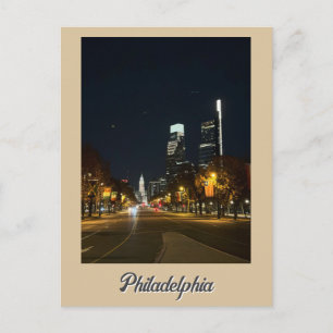 Philadelphia 's nachtzicht ansichtkaart briefkaart