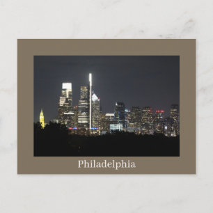 Philadelphia 's nachtzicht op een ansichtkaart briefkaart