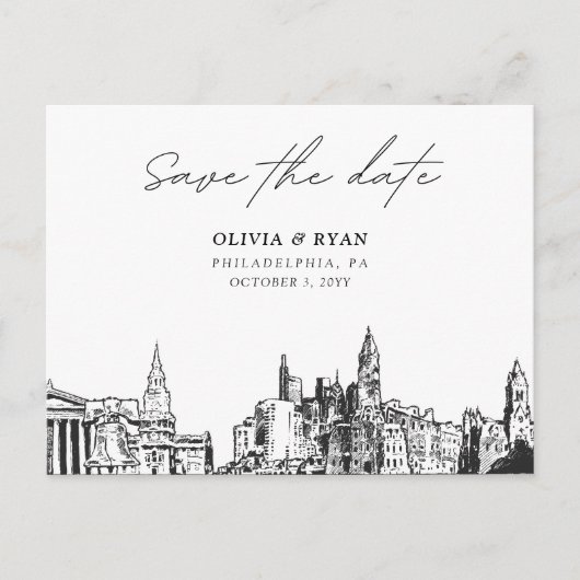 Philadelphia Save the Date Briefkaart (Voorkant)