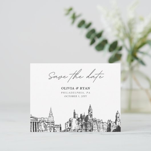 Philadelphia Save the Date Briefkaart (Staand voorkant)