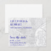 Philadelphia Save the Date - Oude kaart (grijs) (Voorkant / Achterkant)