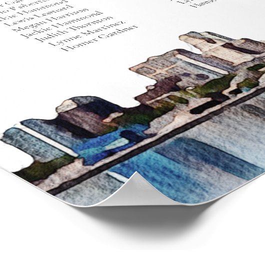 PHILADELPHIA Schilderde skyline Wedding Seding Cha Poster (Hoek)