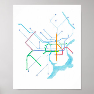 Philadelphia SEPTA Kaart Kunstprint Poster