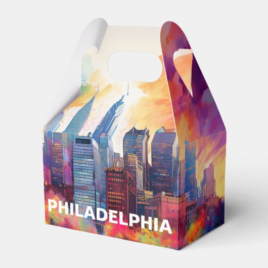 Philadelphia Silhouet Abstracte Kunst Bedankdoosjes (Voorkant Zijde)