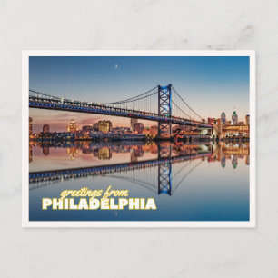 Philadelphia Silhouet Ben Franklin Bridge Zonsonde Briefkaart