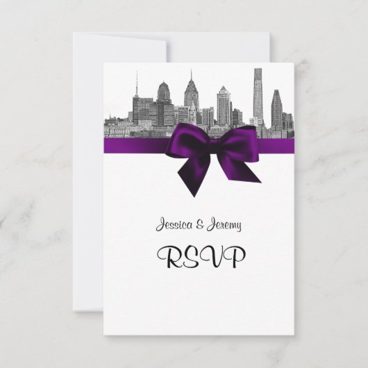 Philadelphia Silhouet Etch BW Paars RSVP Menu (Voorkant)
