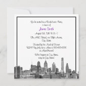 Philadelphia Silhouet Etch BW Paarse Bachelorette Kaart (Achterkant)