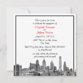 Philadelphia Silhouet Etch BW Rode Verlovingsfeest Kaart (Achterkant)