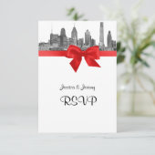 Philadelphia Silhouet Etch BW Rood RSVP #2 Kaartje (Staand voorkant)
