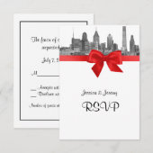 Philadelphia Silhouet Etch BW Rood RSVP #2 Kaartje (Voorkant / Achterkant)