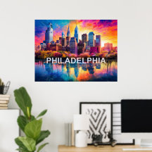 Philadelphia Silhouet Kleurrijke Stedelijke Kunst